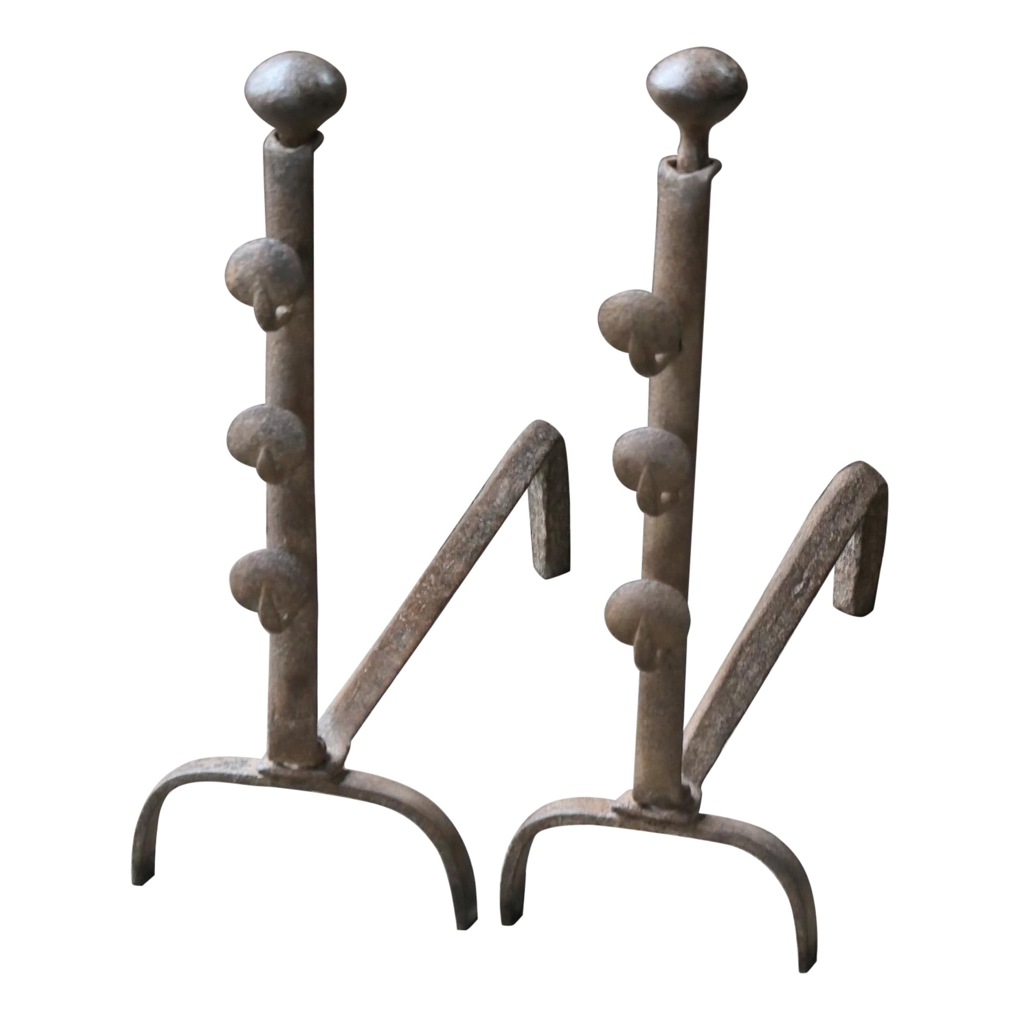 Antique French Napoleon III Andirons or Firedogs, 19th Century For Sale