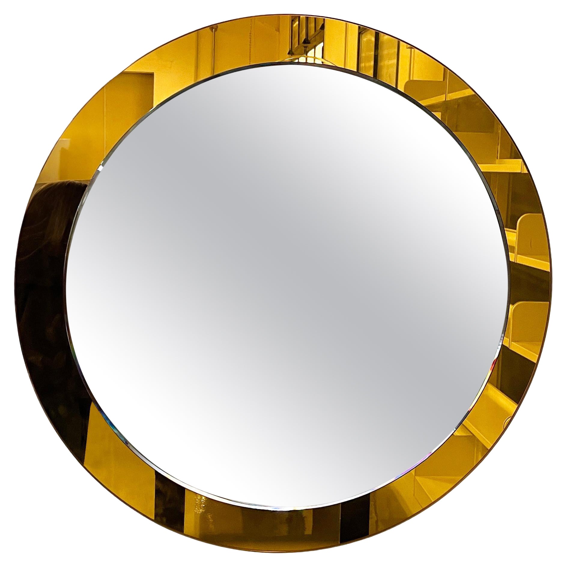 Italian mid-century modern wall mirror with yellow mirror frame, 1960s