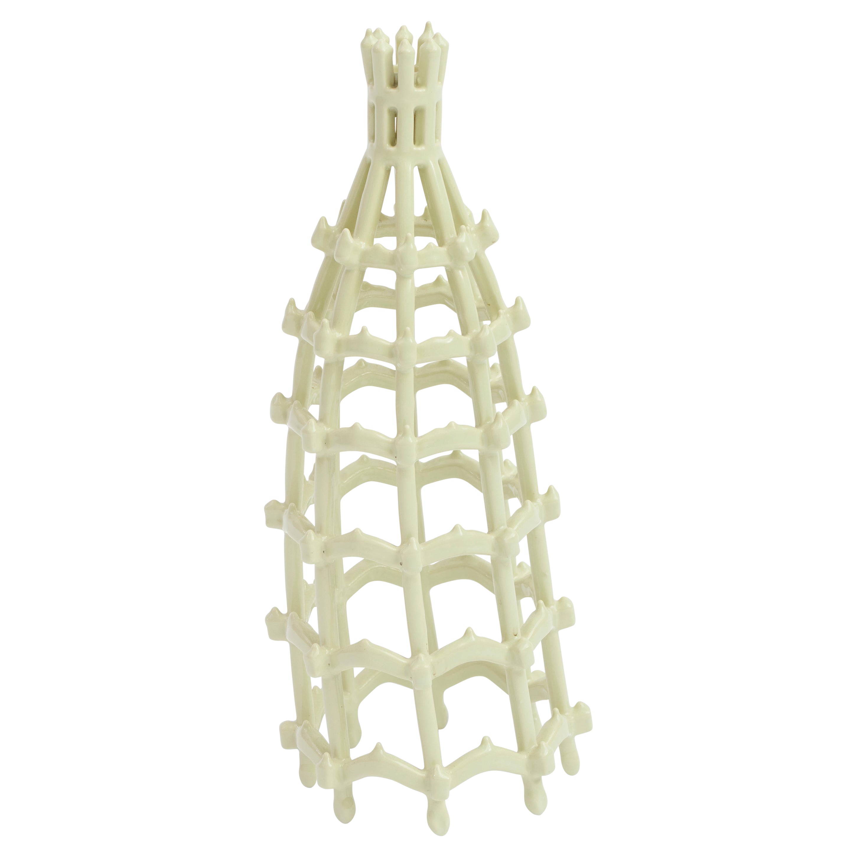 Handmade Porcelain Candle Holder in Pale Green, size Medium, by Atelier Fig.  For Sale