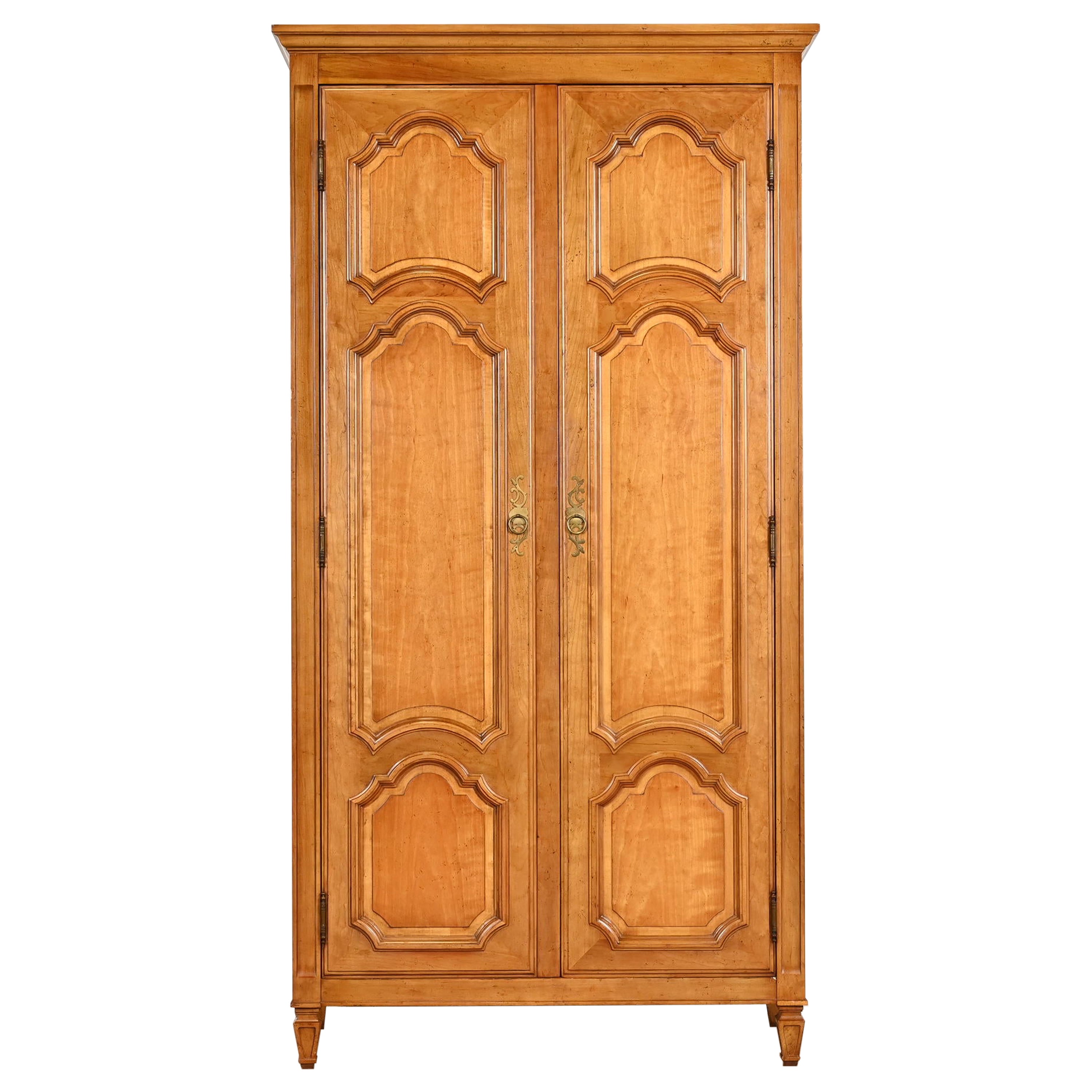 Baker Furniture French Regency Louis XVI Cherry Wood Armoire Dresser, 1960s For Sale