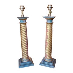 18th Century Spanish Pair of Table Lamps Made from  Columns