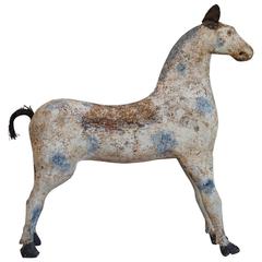 Antique White Horse with Painted Saddle