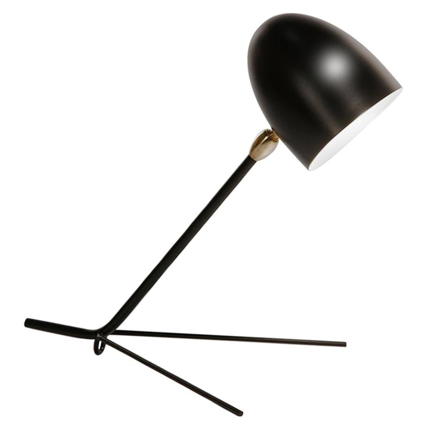 Serge Mouille Mid-Century Modern Black Cocotte Table Lamp For Sale