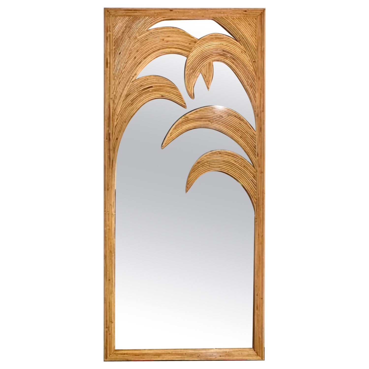 Italian Palm Design Bamboo Mirrors For Sale
