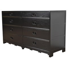 Michael Taylor for Baker Far East Collection Black Lacquered Dresser, Refinished