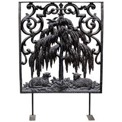 Used 19th Century Cast Iron Figural Gate Panel