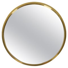 Vintage Midcentury Modern Rounded Brass Mirror by Glasmäster in Markaryd, Sweden, 1960s