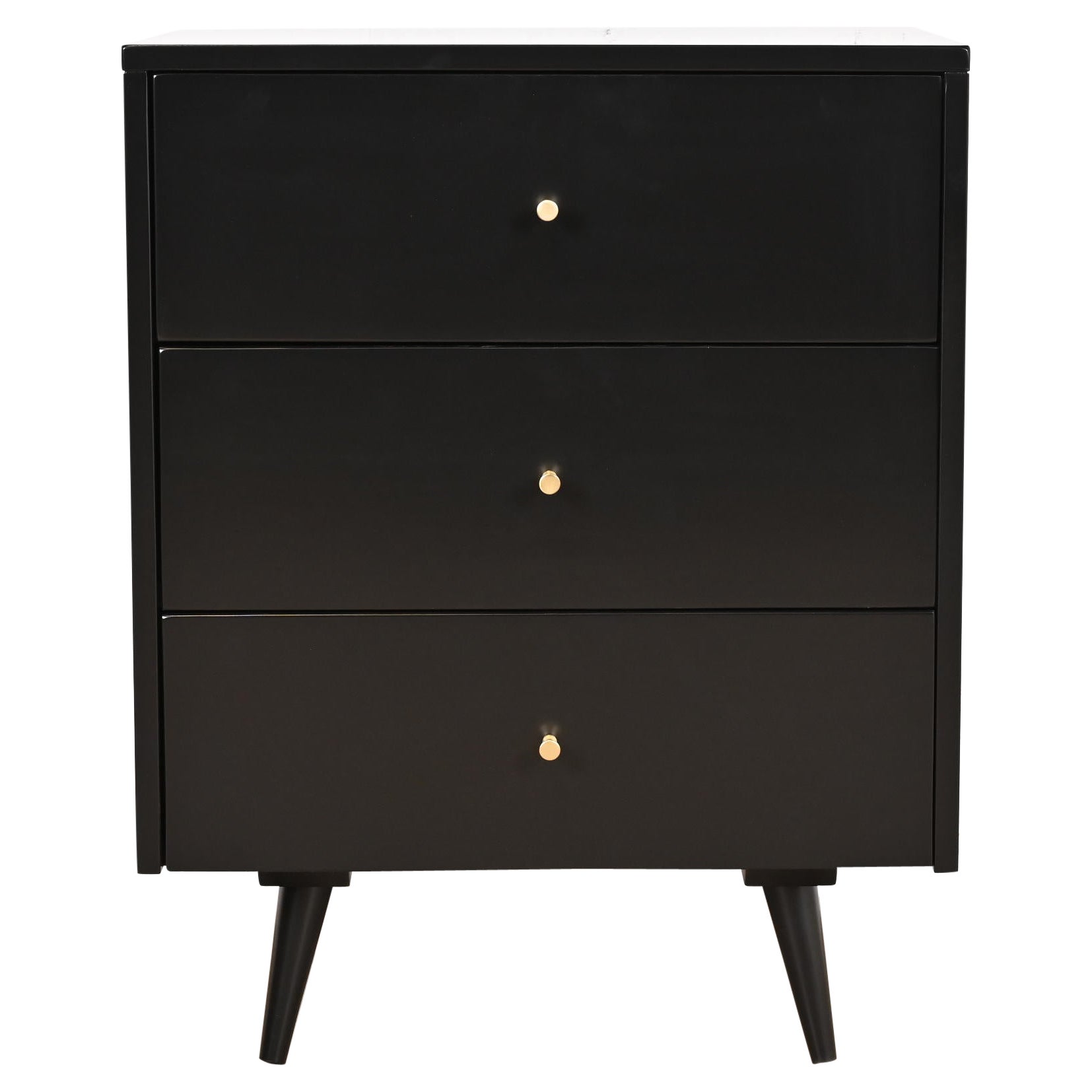 Paul McCobb Planner Group Black Lacquered Bachelor Chest, Newly Refinished For Sale