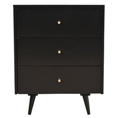 Paul McCobb Planner Group Black Lacquered Bachelor Chest, Newly Refinished