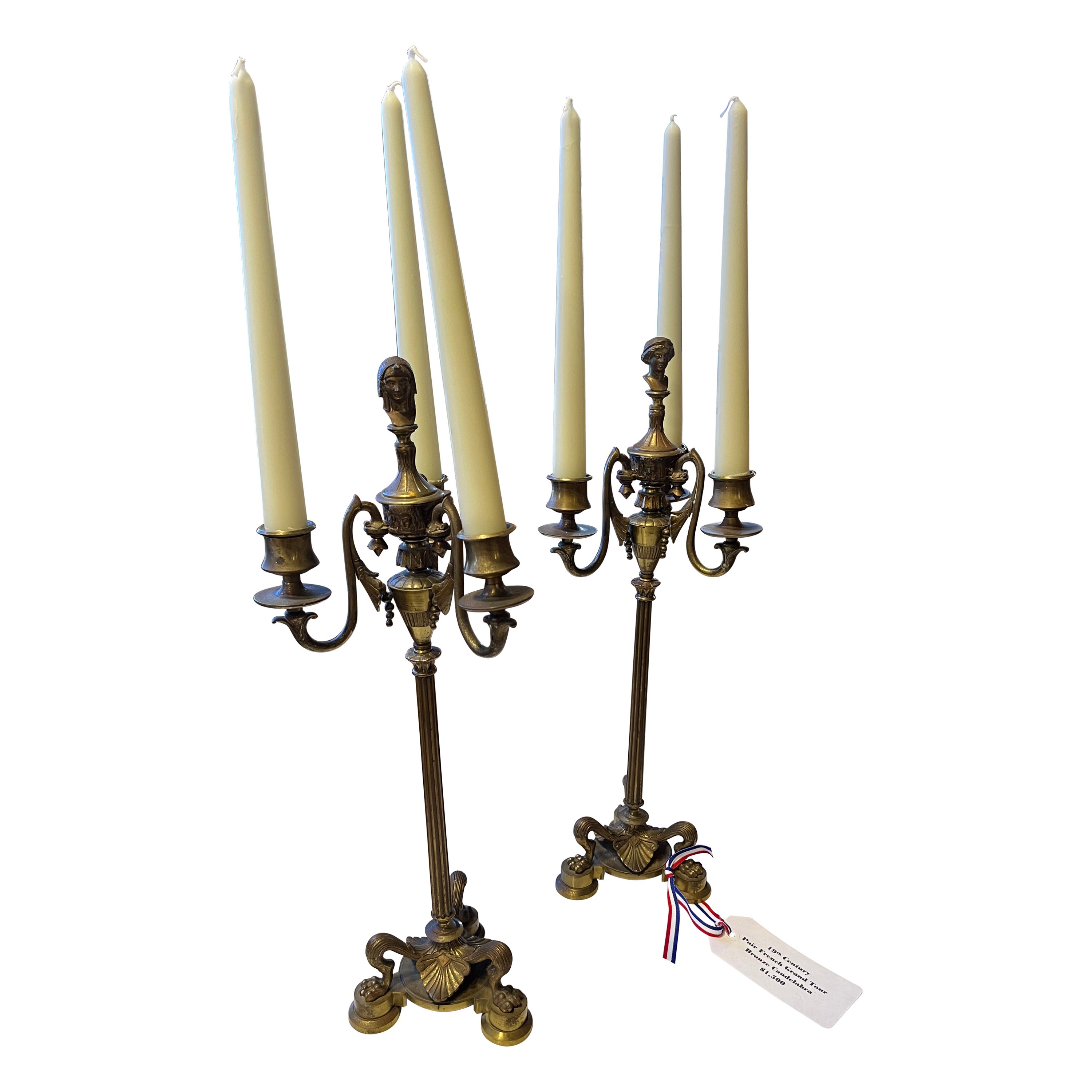 19th Century Pair French Grand Tour Candelabra For Sale