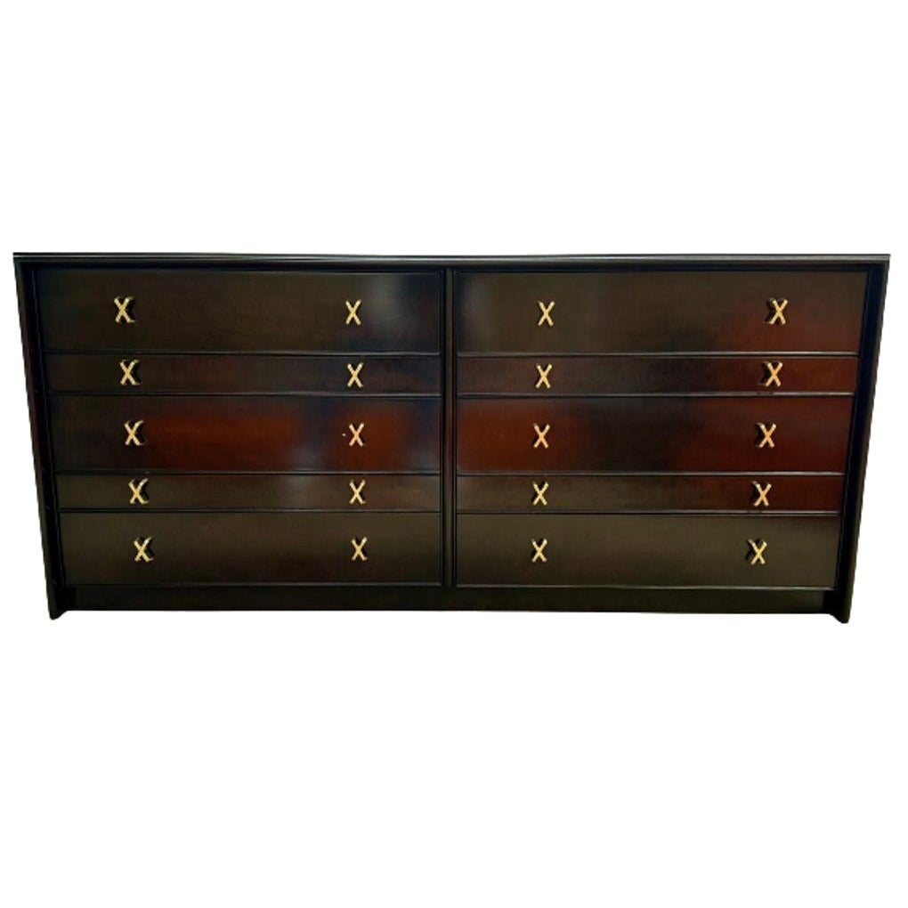 Paul Frankl, John Stuart, Mid-Century Modern, Dresser, Mahogany, Brass, 1960s