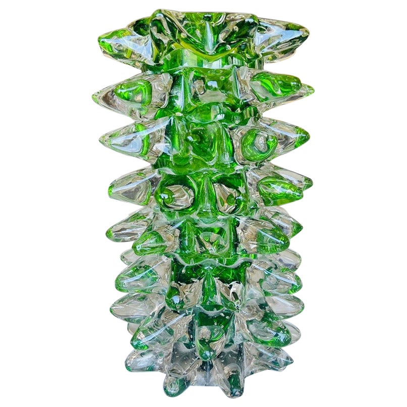 Barovier&Toso Murano glass "rostrato" green vase circa 1938.