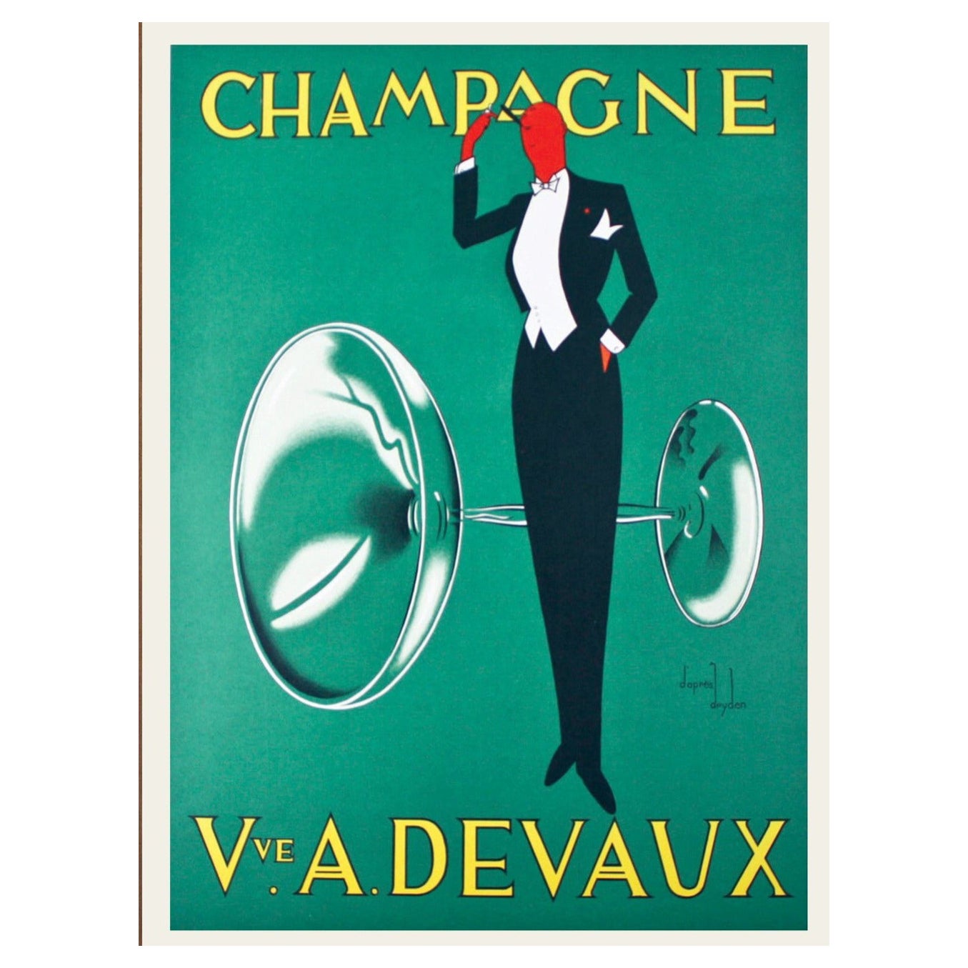 1935 Champagne Devaux Original Vintage Poster For Sale