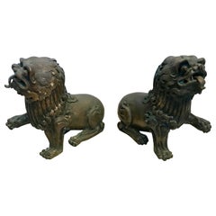 Pair of 19TH Century Bronze Foo Dogs