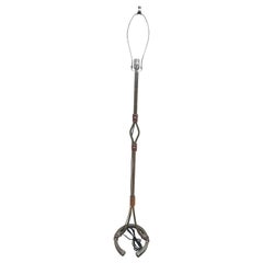 French Iron and Leather Floor Lamp