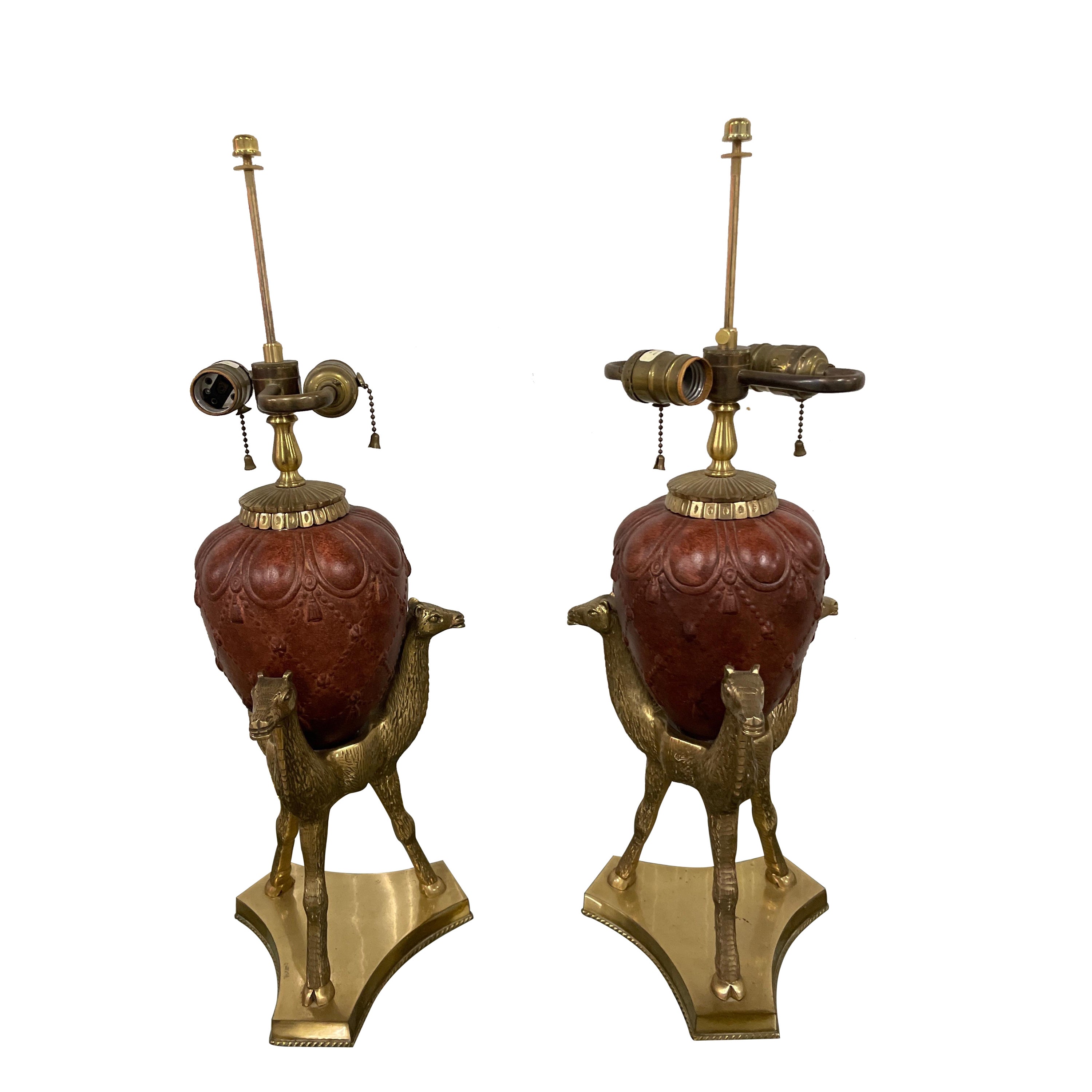Pair of Vintage Camel Lamps by Chapman For Sale