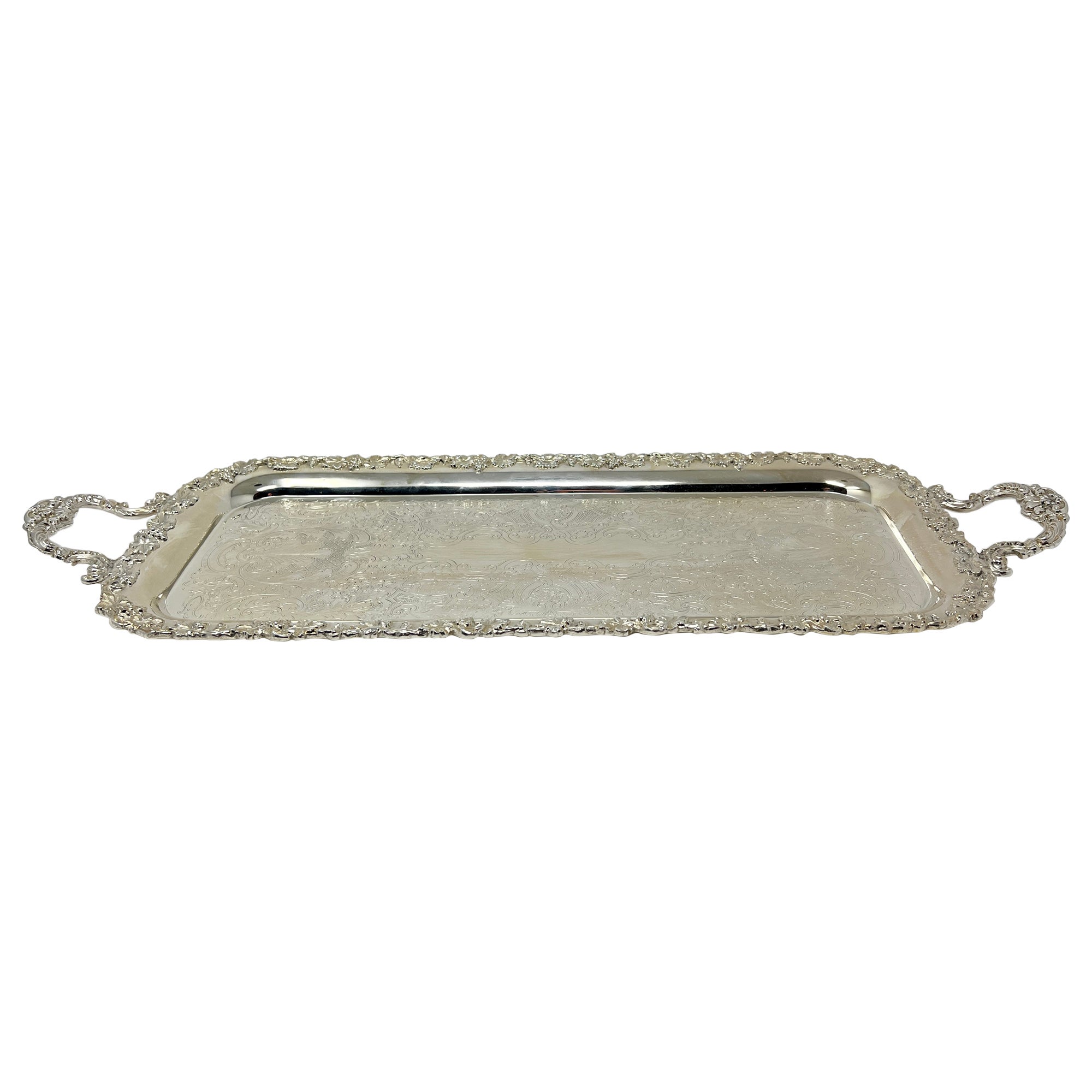 Antique English Sheffield Silver Plate Drinks Tray, Circa 1900.