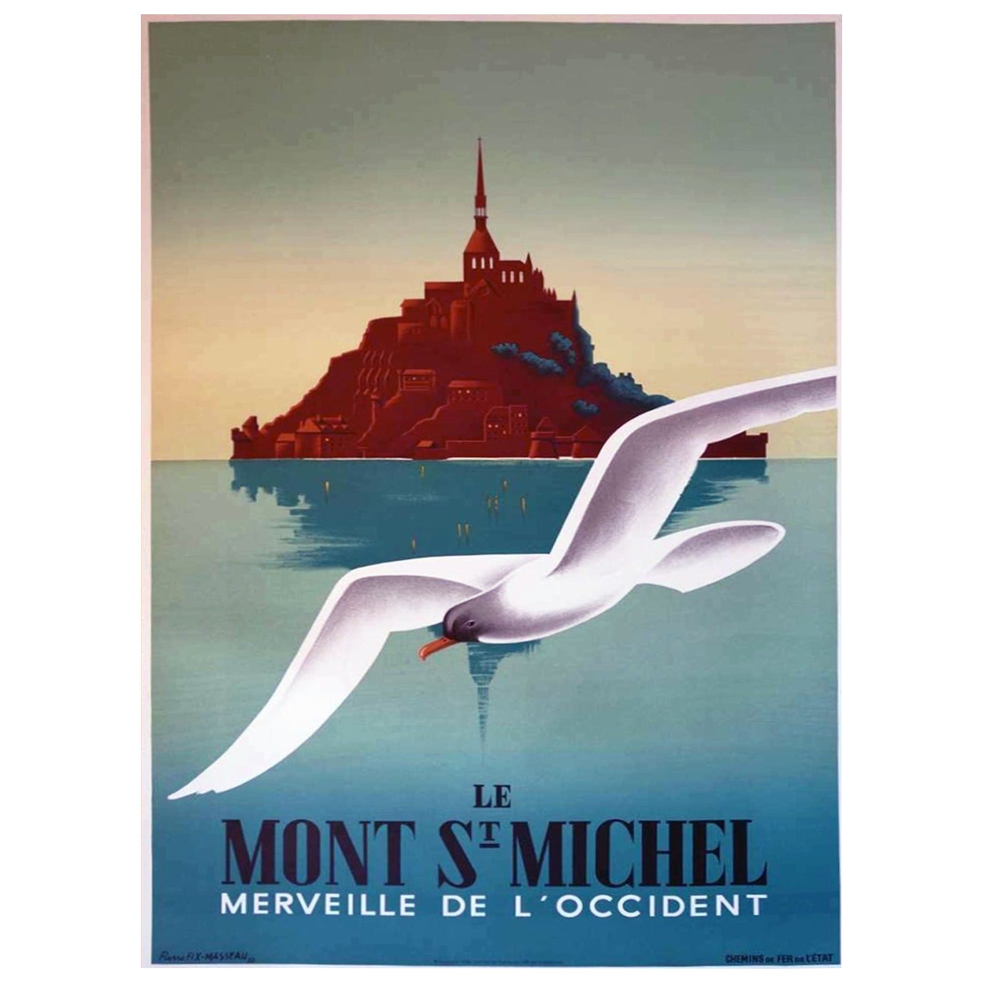 Affiche vintage originale du Mont Saint-Michel, 1988 en vente