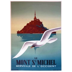 Affiche vintage originale du Mont Saint-Michel, 1988