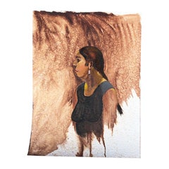 Retro Post Modern Native American Portrait Painting of a Native Woman - Clair Seglem