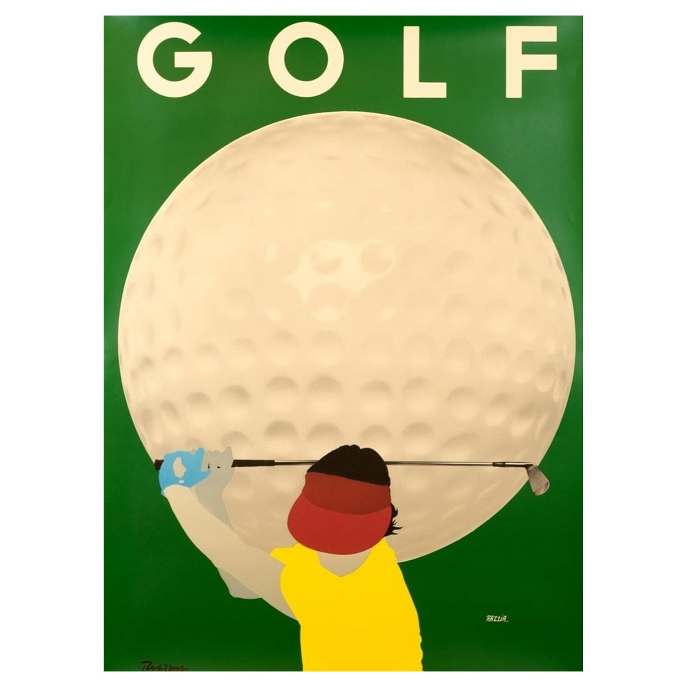 Affiche vintage originale de golf de Razzia, 1984 en vente