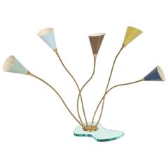Stilnovo Table Lamp, Enameled Metal Shades on Glass Base, circa 1960s 10