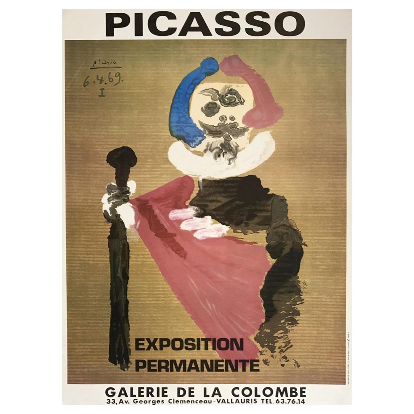 Original-Vintage-Poster, Pablo Picasso, Galerie de la Colombe, 1969