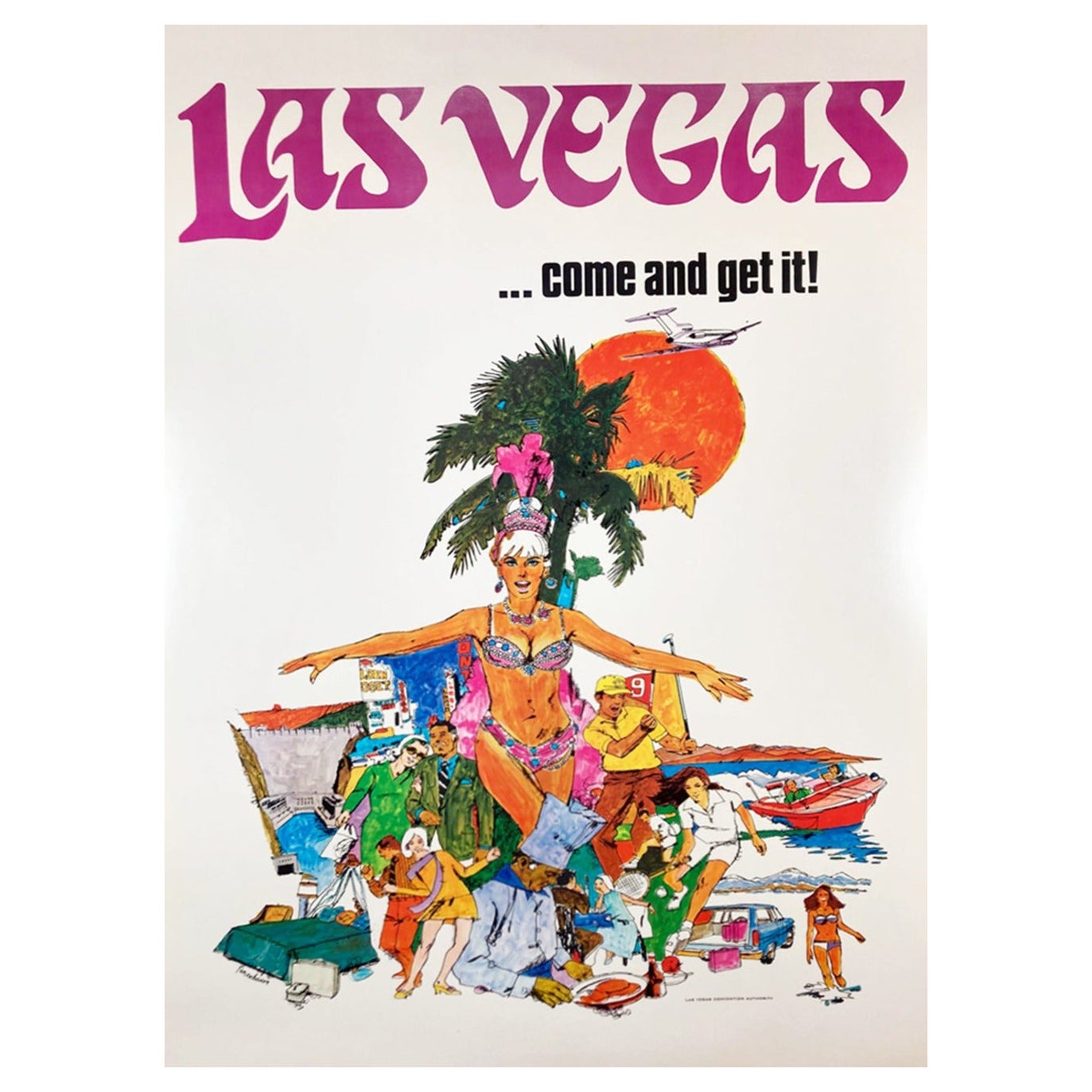 1970 Las Vegas - Venez le chercher ! Affiche vintage d'origine en vente