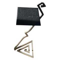 Unique Postmodern zigzag granite and steel side table, late 20th century 