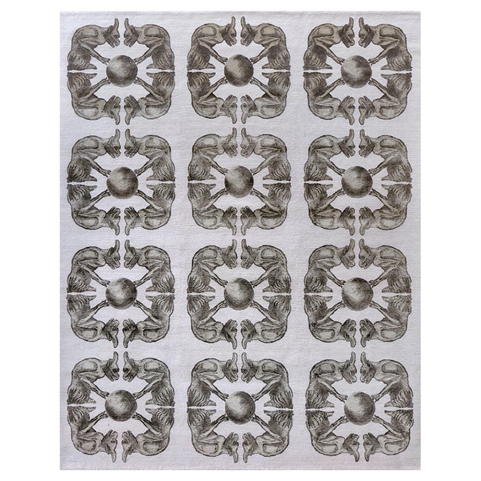 „Gothica – Taupe + Creme“ /  8' x 10' / Handgeknüpfter Teppich aus Wolle + Seide