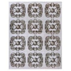 "Gothica - Taupe + Cream" /  10' x 14' / Hand-Knotted Wool + Silk Rug