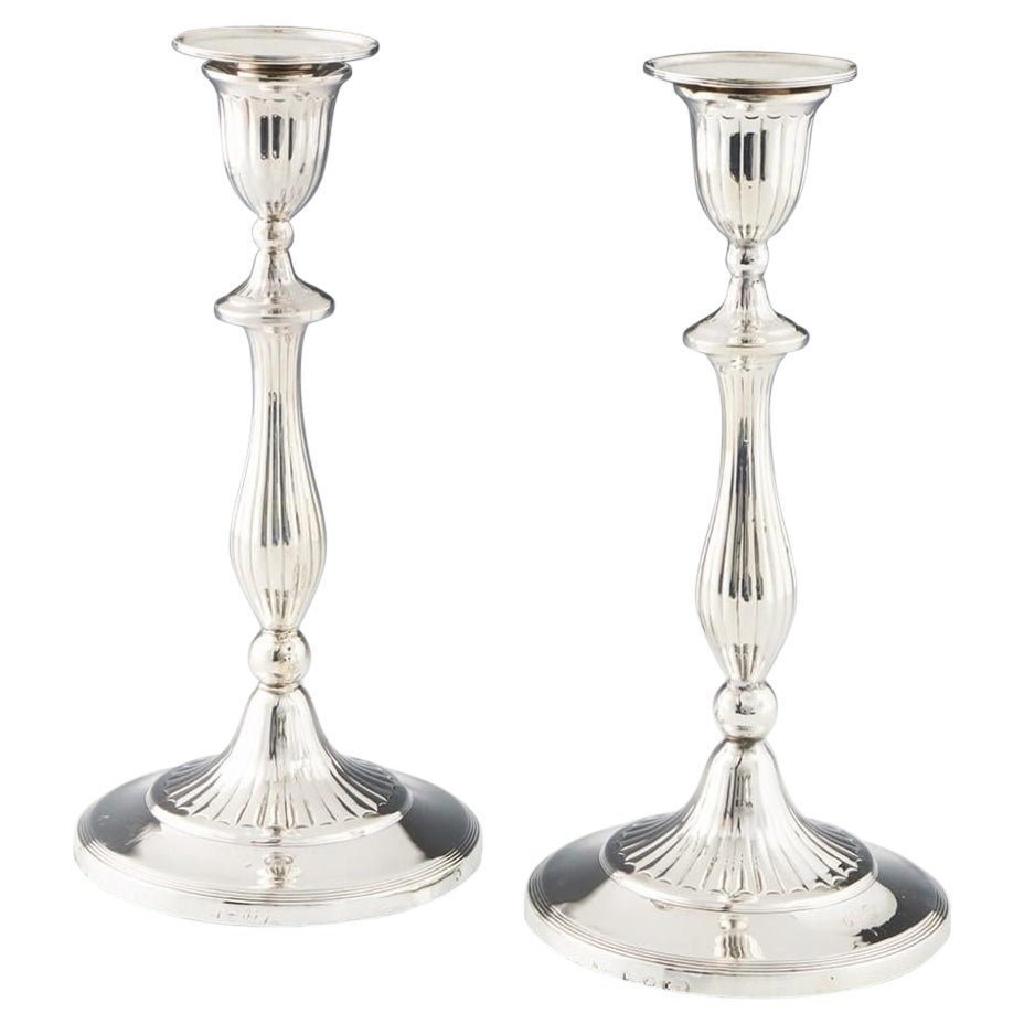Pair of Sterling Silver Candlesticks Sheffield 1793 For Sale