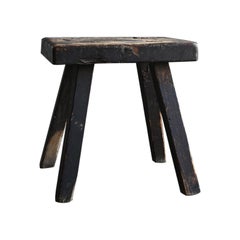 Antique Japanese old wooden stool/19th to 20th century/Meiji-Showa period/WabiSabi chair