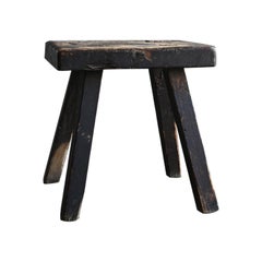 Sgabello giapponese in legno antico/19°- 20° secolo/periodo Meiji-Showa/sedia WabiSabi