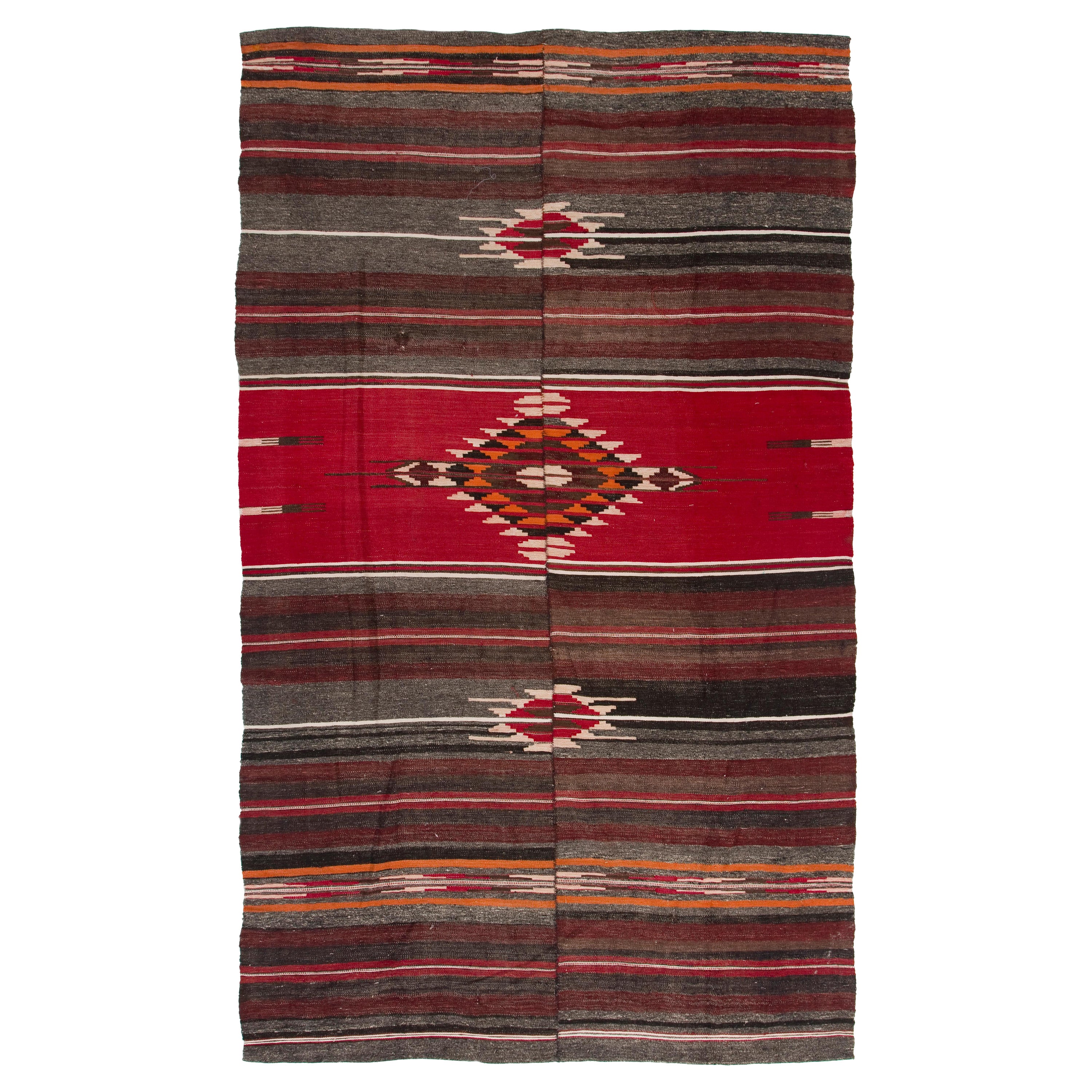 5x8 ft Vintage Handmade Turkish Kilim with Southwest Style, (FlatWeave) All Wool For Sale