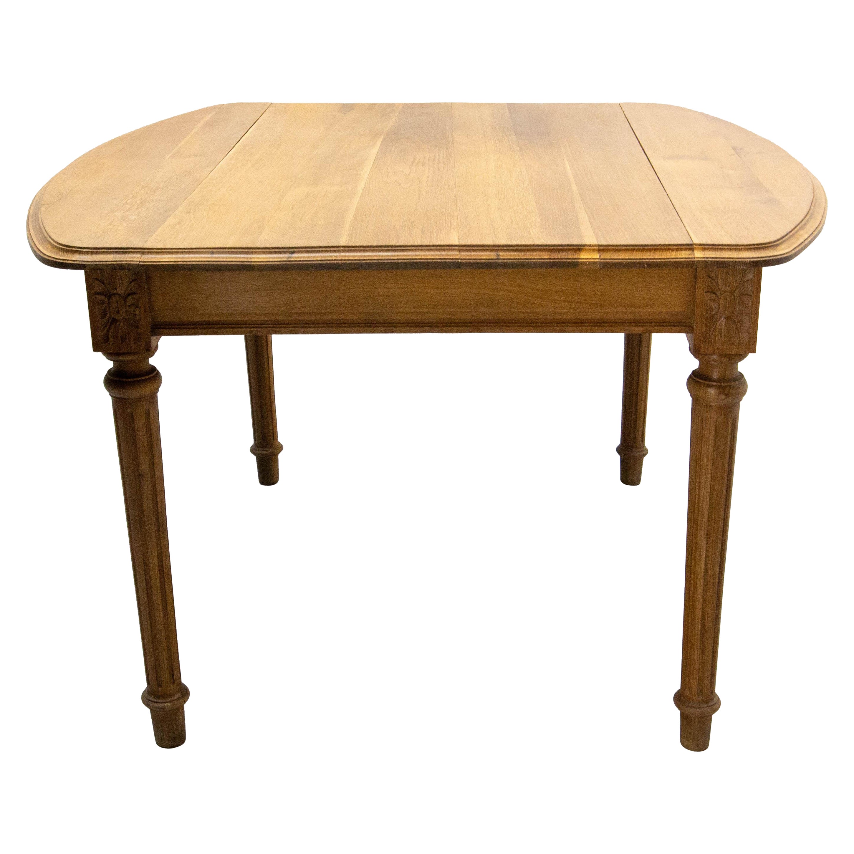 French Walnut Dining Extending Table Louis XVI Style, Late 19th Century