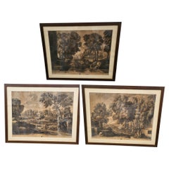 N Poussin And E Baudet, Suite Of 3 Framed Engravings, Late 18th Century Early 19