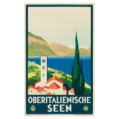 Original Used Travel Poster Italian Lakes ENIT Como Lake Maggiore Art Deco
