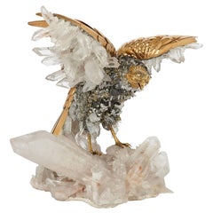 Vintage Large Quartz Crystal and Vermeil Bird Model by Asprey