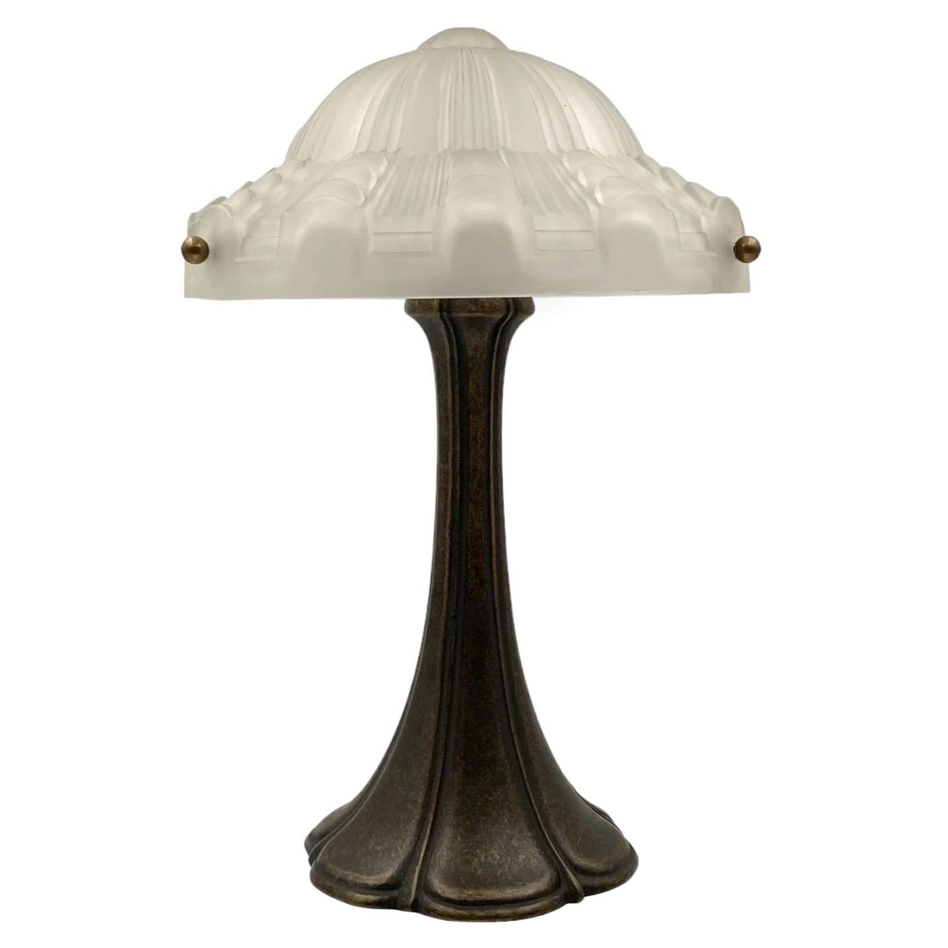 Art Deco bronze table lamp, France ca. 1930s For Sale