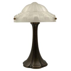 Used Art Deco bronze table lamp, France ca. 1930s