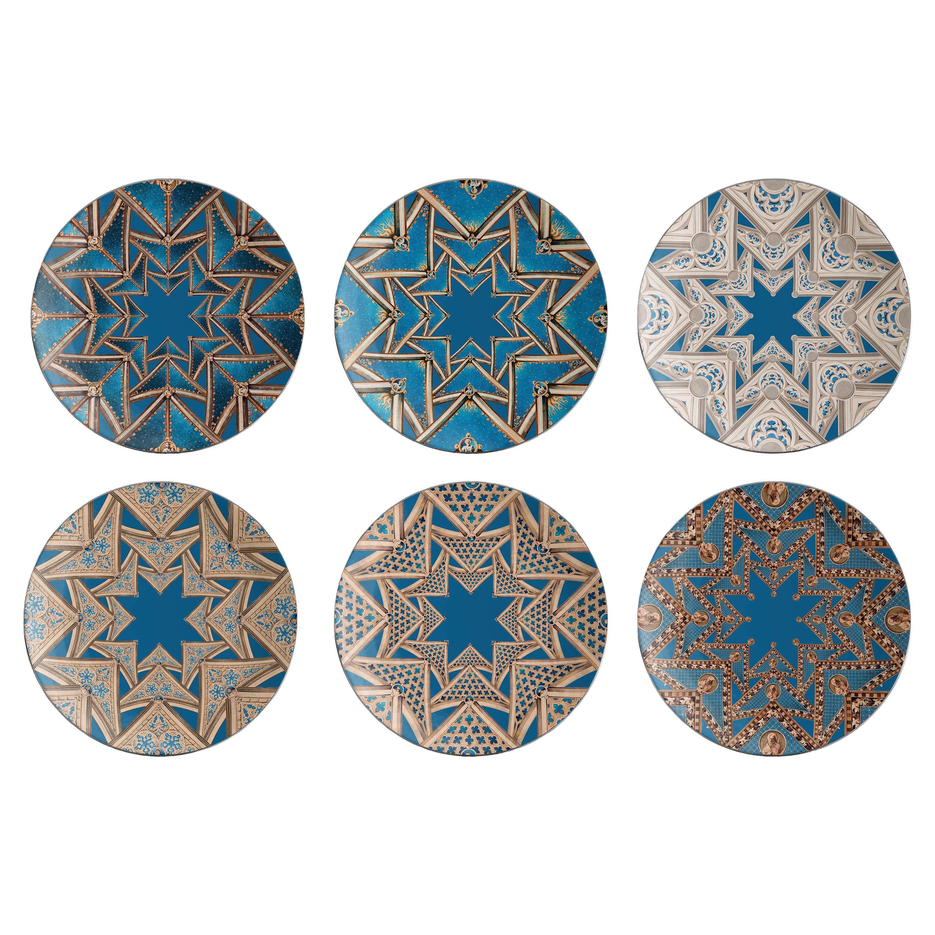 Le Volte Celesti, Six Contemporary Platters with Decorative Design For Sale