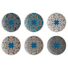 Le Volte Celesti, six assiettes contemporaines en porcelaine avec design décoratif
