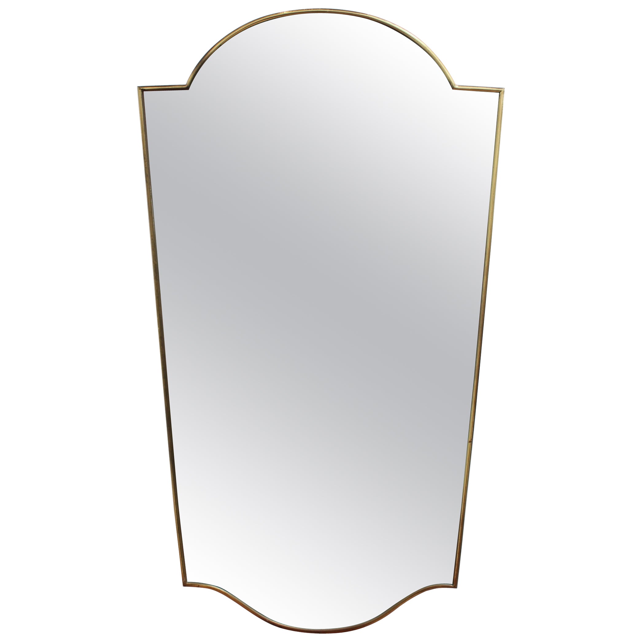 Vintage Italian Wall Mirror with Brass Frame (circa 1950s) For Sale