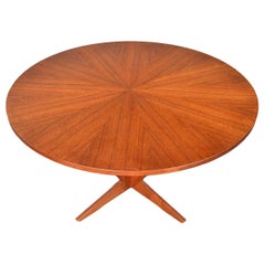 Vintage Round Starburst Teak Pedestal Coffee Table by Holger Georg Jensen