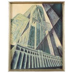 A Striking Cubist Oil Painting on Board, 20th Century Framed 6