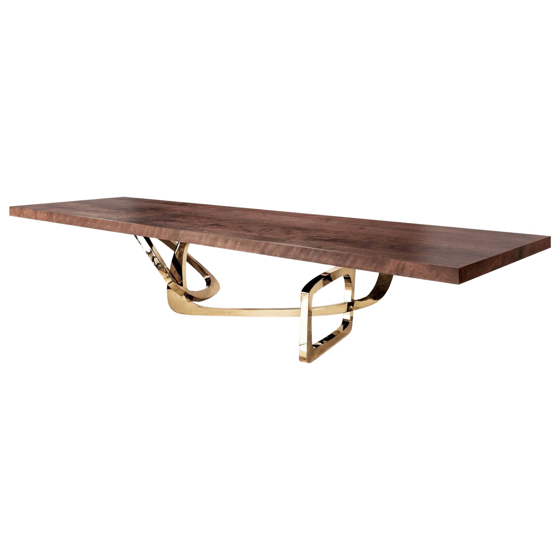 Bangle Dining Table: Bespoke Dining Table with Bronze Base and  Veneer Top For Sale