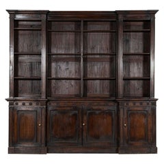 Monumental Oak Inverted Breakfront Bookcase