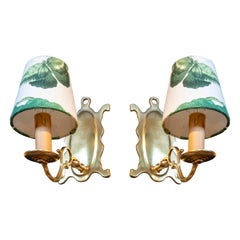 Spanish Pair of Wall Sconces in Gilded Bronze