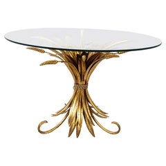 Vintage gilt metal sheaf of wheat coco chanel coffee table, 1960s